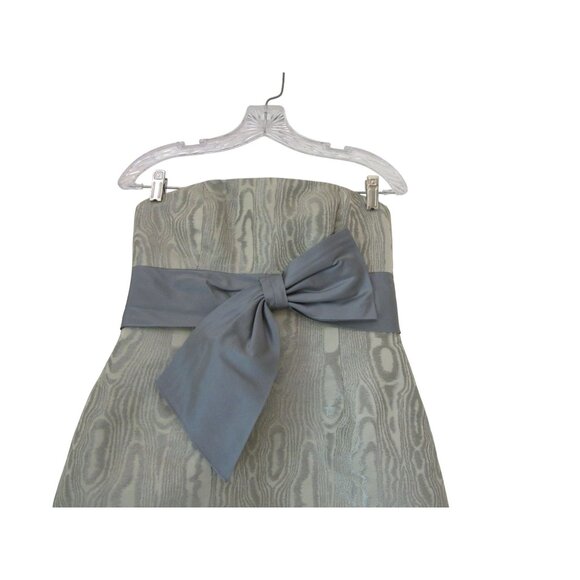 Kay Unger Gray Sleeveless Metallic Silk Bow Dress Size 8 - Picture 2 of 5